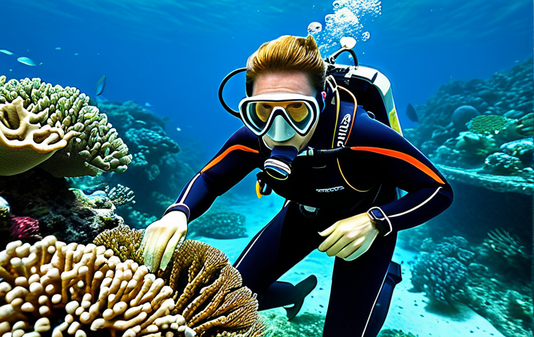 다이빙 강사 직업의 스트레스 관리 - **Prompt:** A scuba diving instructor, fully clothed in professional dive gear, giving instructions ... 다이빙 강사 직업의 스트레스 관리 - **Prompt:** A scuba diving instructor, fully clothed in professional dive gear, giving instructions ...