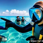 다이빙 강사 관련 최신 트렌드 - A modern scuba diving instructor wearing sustainable, eco-friendly diving gear demonstrates the use ...